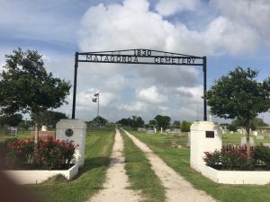 Enslaved people were not buried in the Matagorda Cemetery, located almost in the center of town. Photo taken in May 2016.