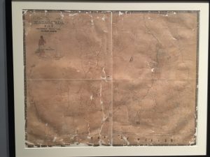 Map of Matagorda Bay and surrounding area from the Texas General Land Office, drafted by James H. Selkirk. Currently on display at the Bullock Texas State History Museum. Photo taken September 2016.